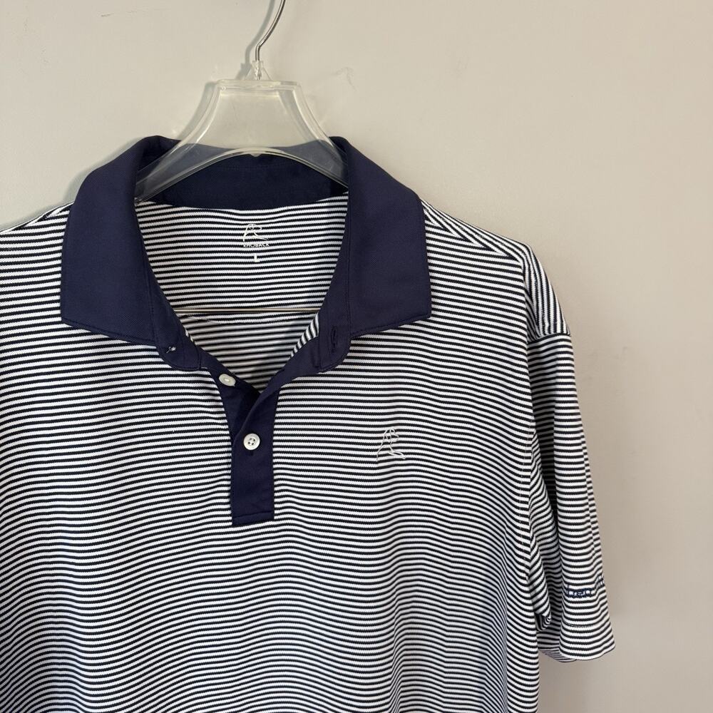 Rhoback Polo Shirt Mens L Blue White Striped Performance Golf Stephen Gould - Picture 2 of 5